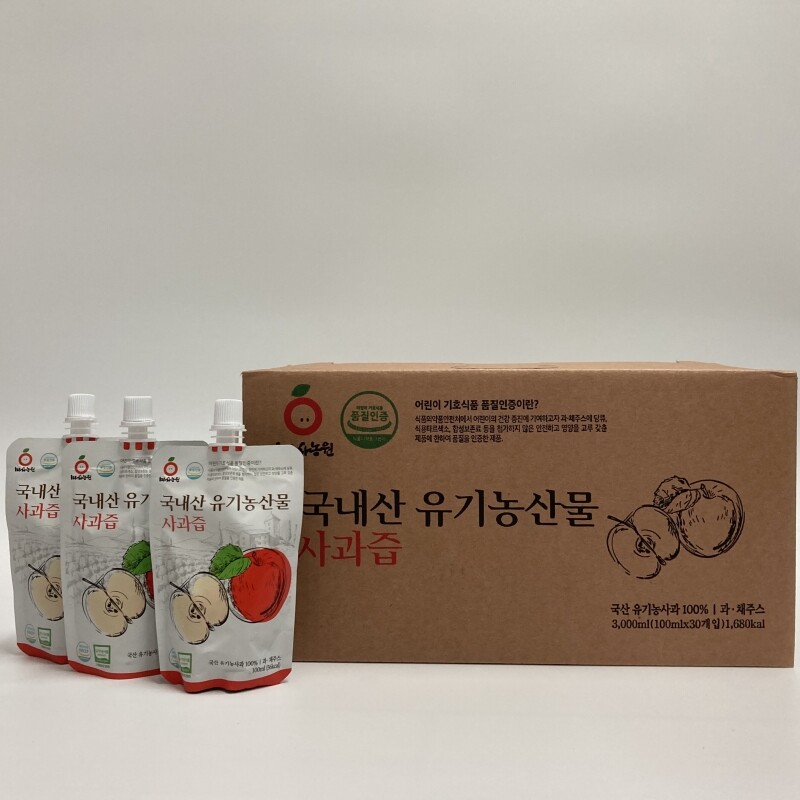 경북친환경영농조합법인,유기농 사과즙 100ml 30팩